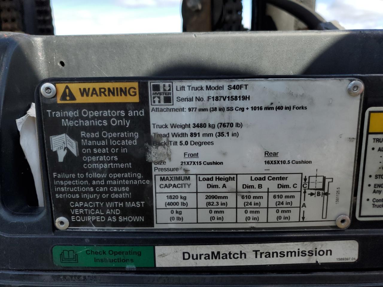 Lot #3242791978 2010 HYST FORKLIFT