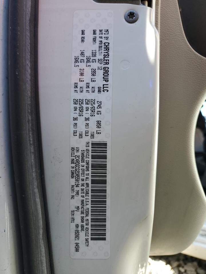 2C4RDGCG2DR550194 2013 Dodge Grand Caravan Sxt