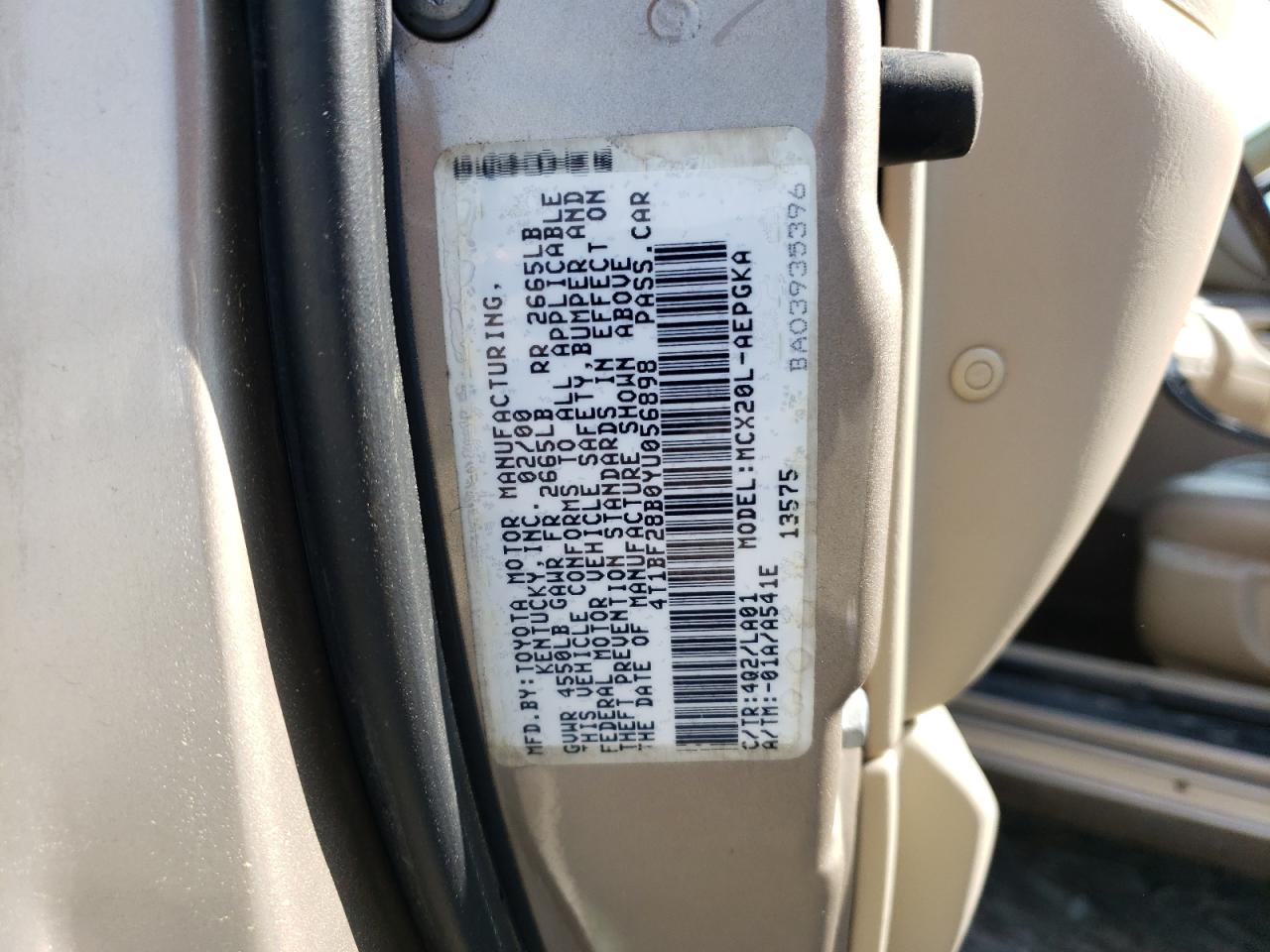 4T1BF28B0YU056898 2000 Toyota Avalon Xl