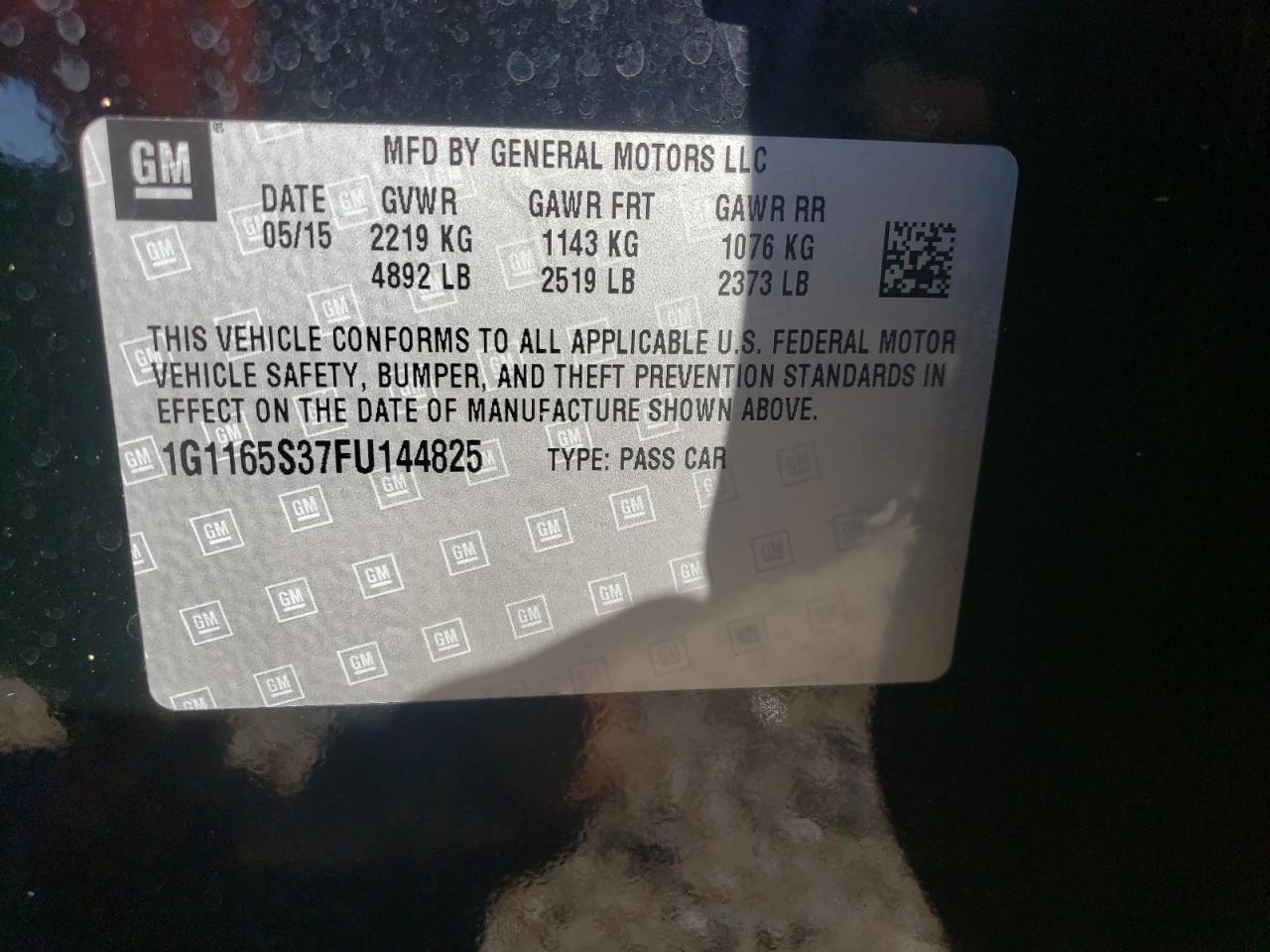 1G1165S37FU144825 2015 Chevrolet Impala Ltz