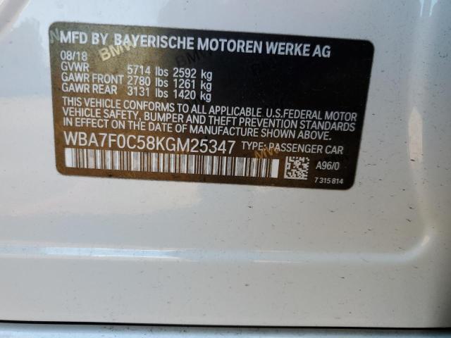 2019 BMW 750 I WBA7F0C58KGM25347