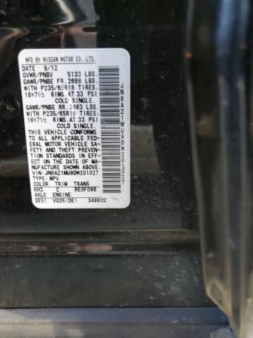 2013 Nissan Murano S VIN: JN8AZ1MU9DW201027 Lot: 46529874