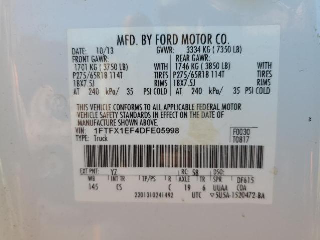 2013 Ford F150 Super Cab VIN: 1FTFX1EF4DFE05998 Lot: 46872574