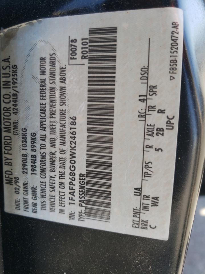 1FAFP68G0WK246186 1998 Ford Contour Svt