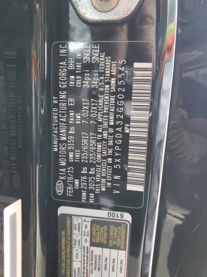 5XYPGDA32GG025545 2016 Kia Sorento Lx