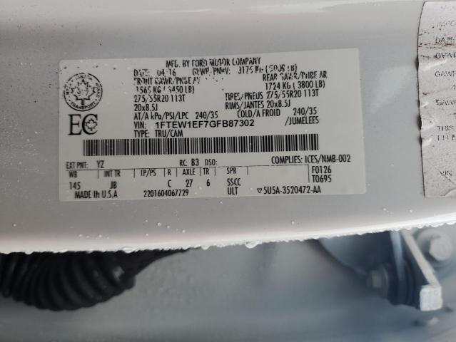 2016 Ford F150 Supercrew VIN: 1FTEW1EF7GFB87302 Lot: 48163184