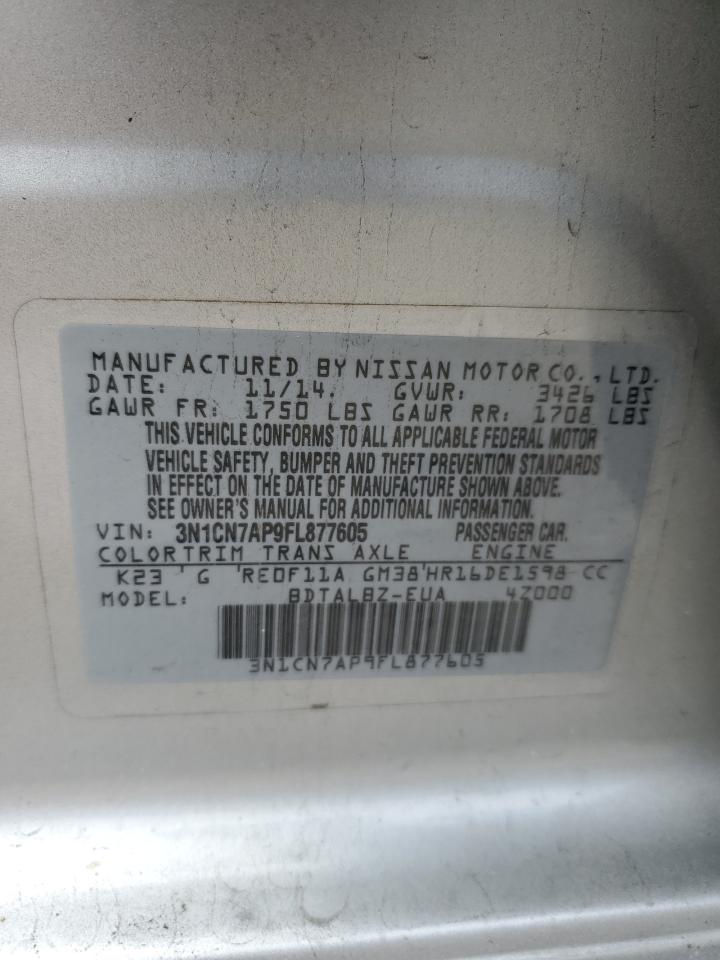 3N1CN7AP9FL877605 2015 Nissan Versa S