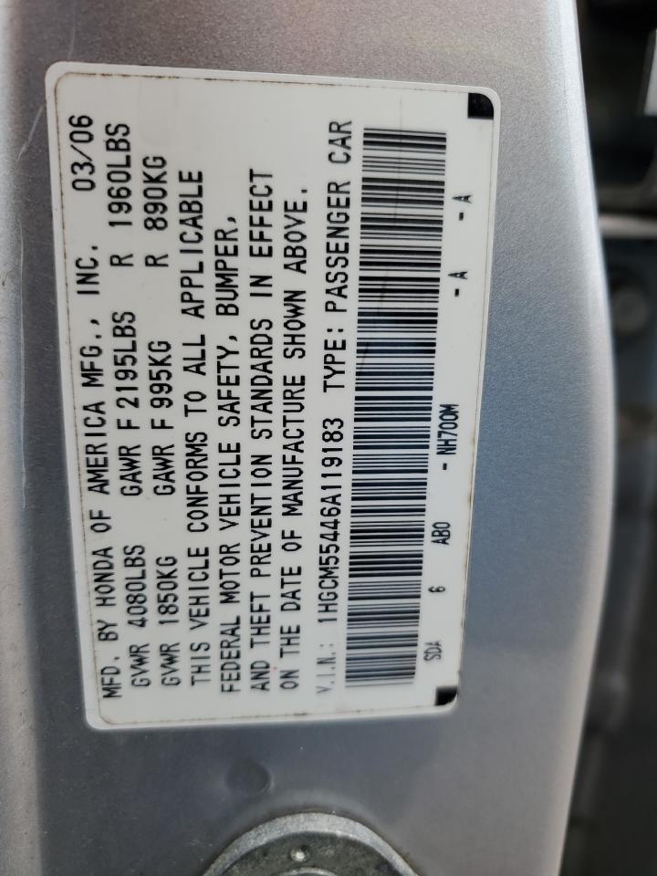 1HGCM55446A119183 2006 Honda Accord Lx