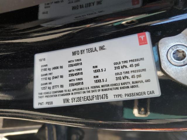 2018 TESLA MODEL 3 5YJ3E1EA3JF101476