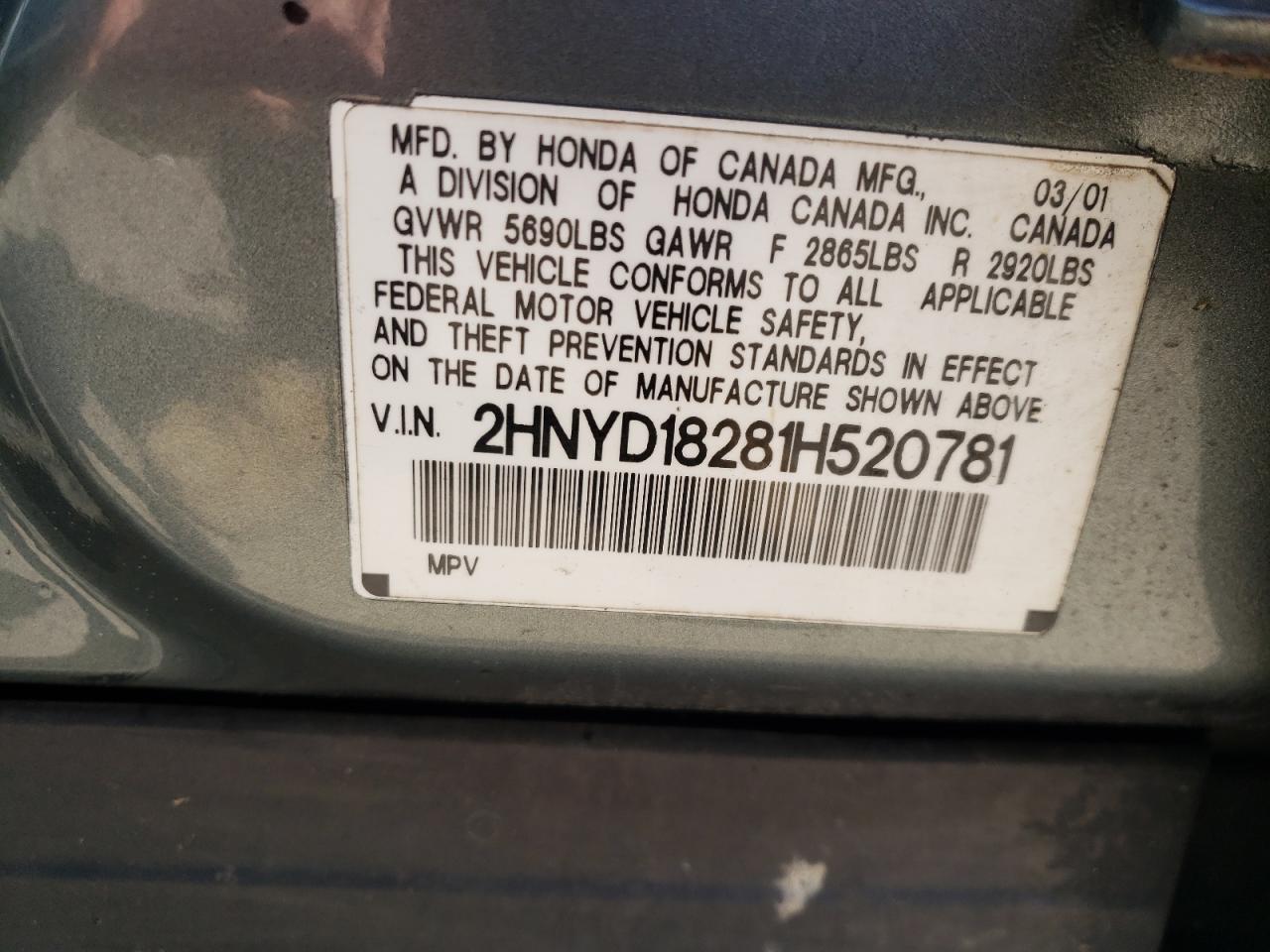 2HNYD18651H537265 2001 Acura Mdx Touring