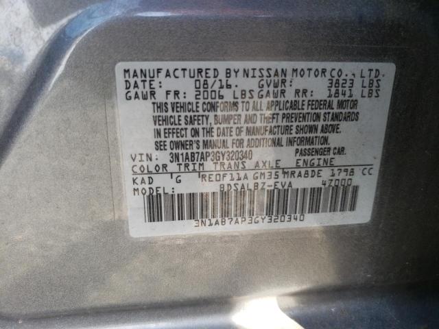 2016 Nissan Sentra S VIN: 3N1AB7AP3GY320340 Lot: 45496864