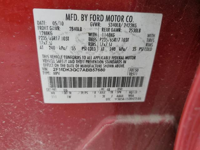 2010 Ford Edge Se VIN: 2FMDK3GC7ABB57680 Lot: 48233584