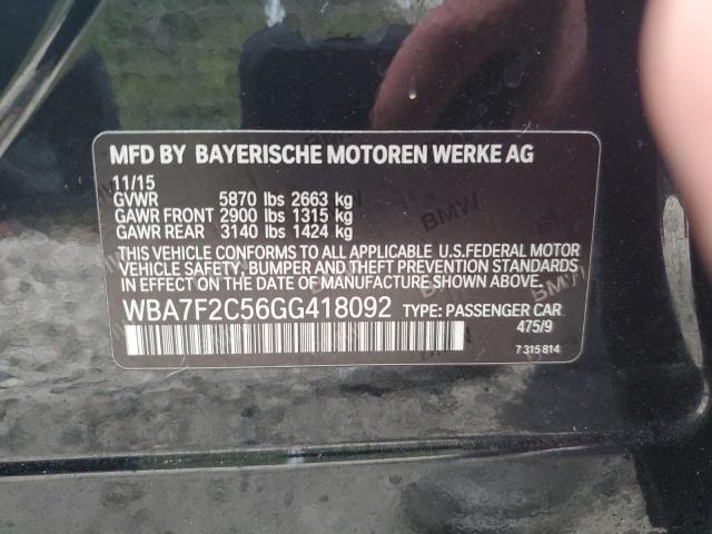 VIN WBA7F2C56GG418092 2016 BMW 7 Series, 750 XI no.12