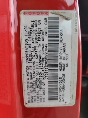 2002 Toyota Echo VIN: JTDBT123620220842 Lot: 47818024