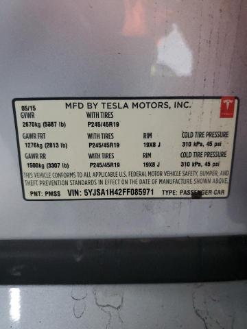 2015 TESLA MODEL S P8 5YJSA1H42FF085971