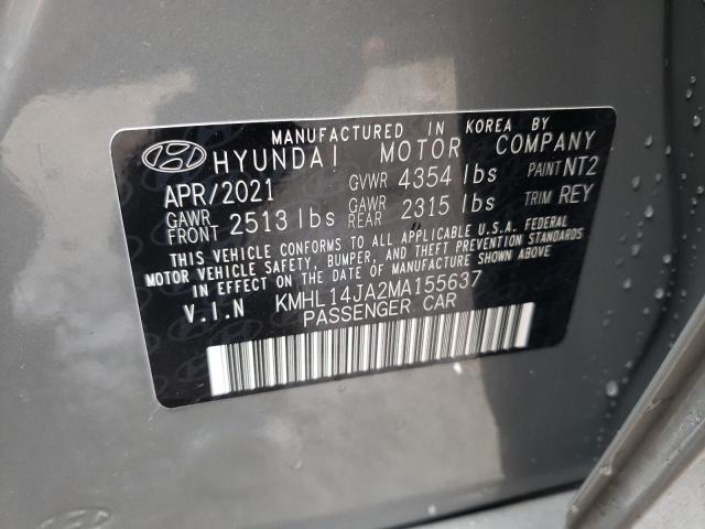 2021 Hyundai Sonata Sel VIN: KMHL14JA2MA155637 Lot: 48960334