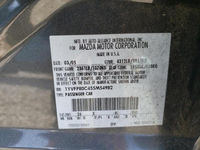 2005 Mazda 6 I VIN: 1YVFP80C455M54982 Lot: 46593894