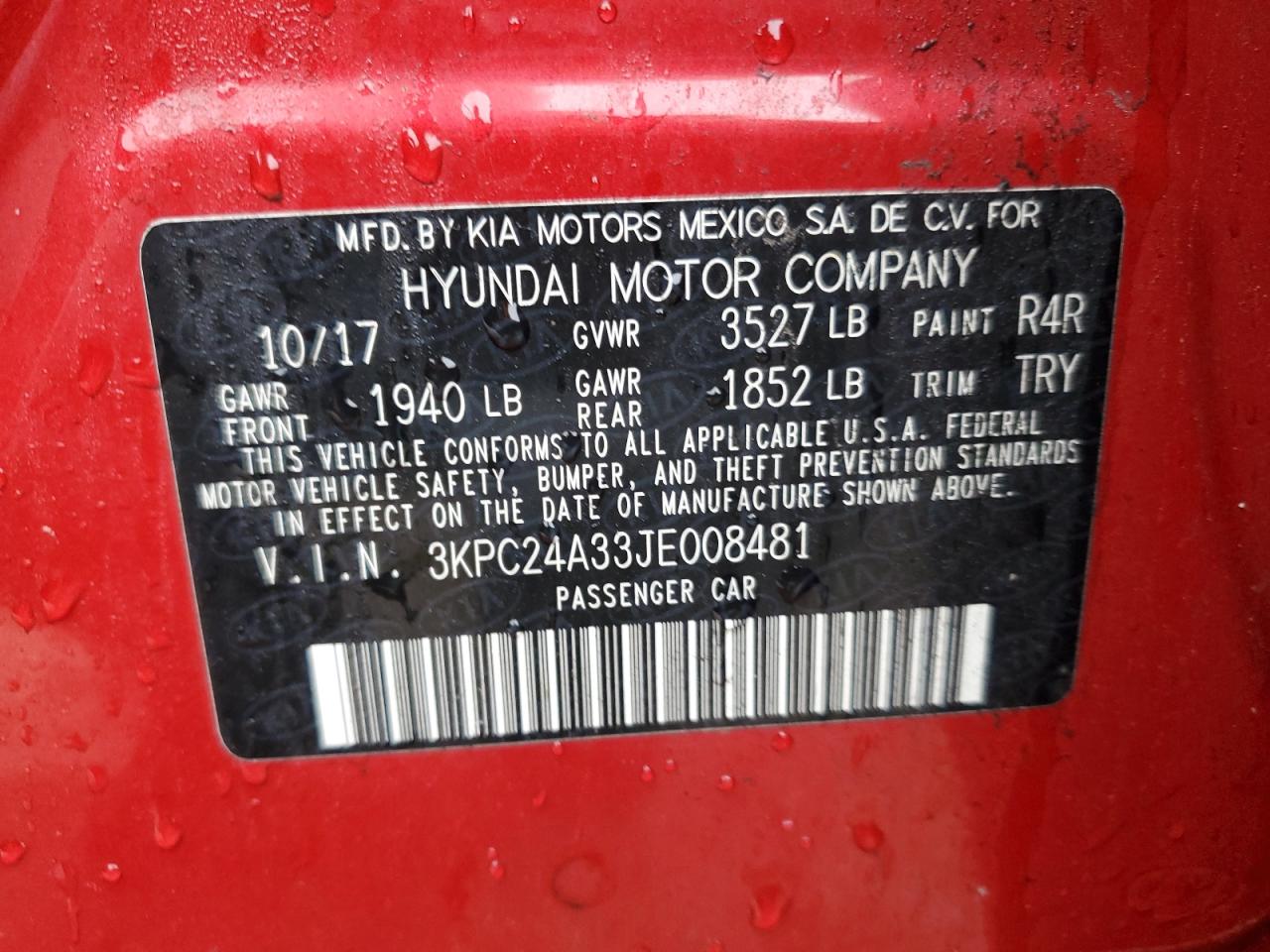 3KPC24A33JE008481 2018 Hyundai Accent Se