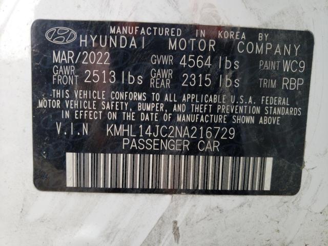 2022 Hyundai Sonata N Line VIN: KMHL14JC2NA216729 Lot: 45937774