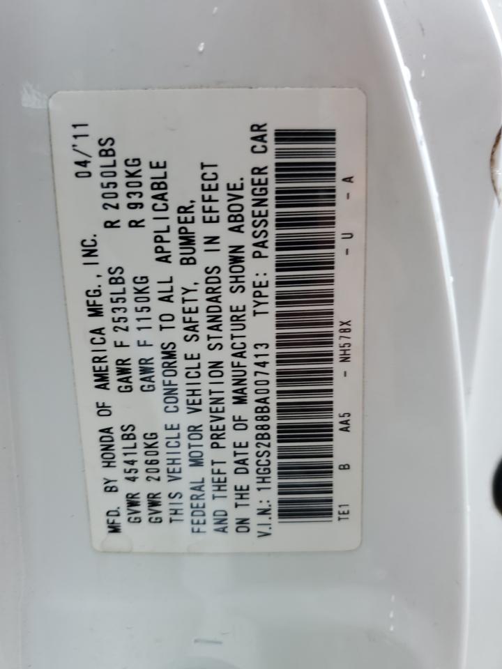 1HGCS2B88BA007413 2011 Honda Accord Exl