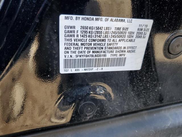 2020 HONDA PILOT BLAC - 5FNYF6H70LB035195