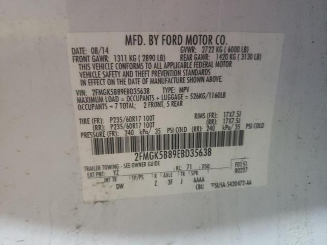 Lot #2489727861 2014 FORD FLEX SE salvage car