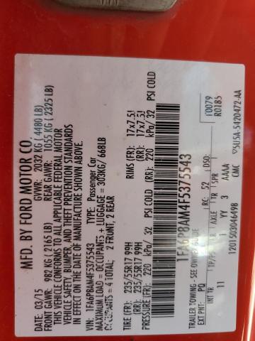 2015 FORD MUSTANG - 1FA6P8AM4F5375543