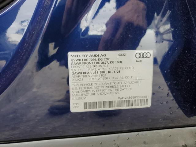 2022 AUDI E-TRON CHR WA1VABGE8NB033561