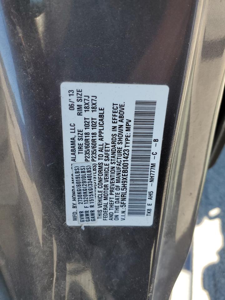 5FNRL5H9XEB001423 2014 Honda Odyssey Touring