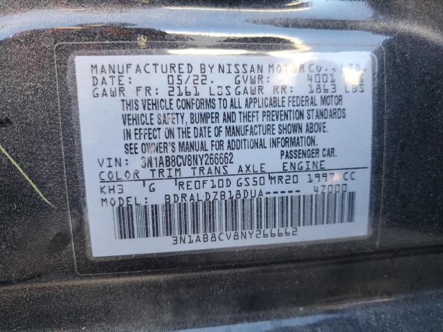 2022 Nissan Sentra Sv VIN: 3N1AB8CV8NY266662 Lot: 44258194