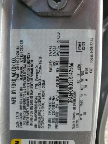 VIN 3FA6P0HD2LR142566 2020 Ford Fusion, SE no.12