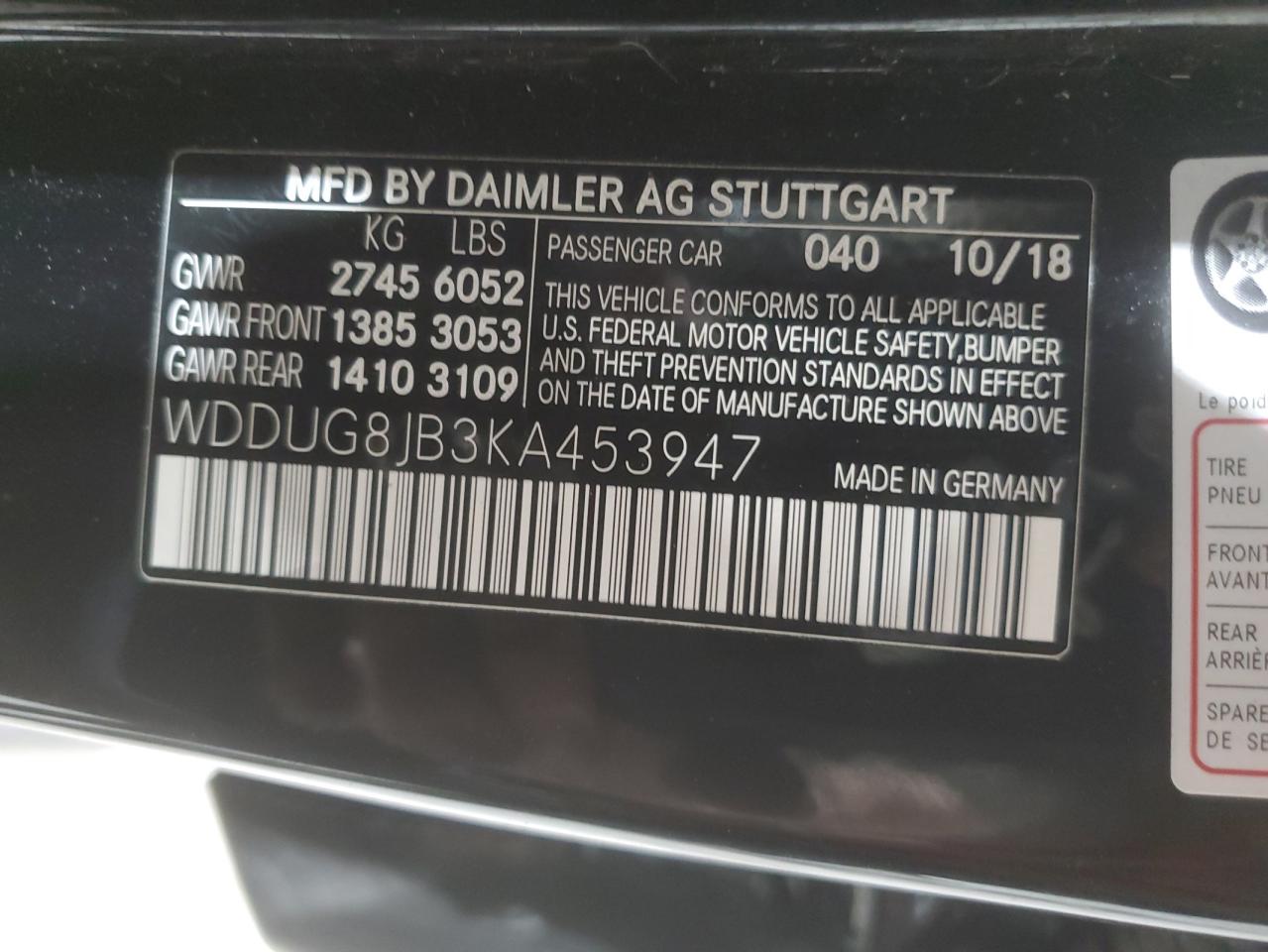WDDUG8JB3KA453947 Mercedes-Benz S-Class 2019. Фото: 11