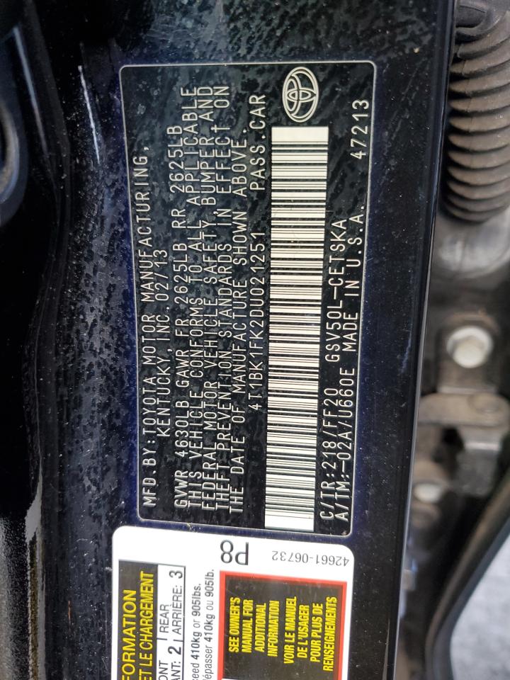 4T1BK1FK2DU021251 2013 Toyota Camry Se 4T1BK1FK2DU021251 2013 Toyota Camry Se