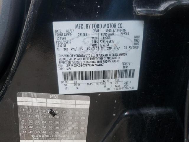 2007 Ford Edge Sel Plus VIN: 2FMDK39C97BA75407 Lot: 43390477