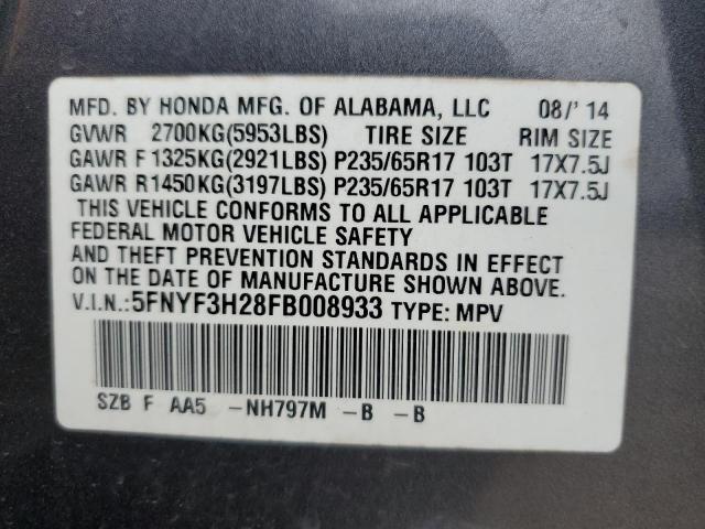 2015 HONDA PILOT LX - 5FNYF3H28FB008933