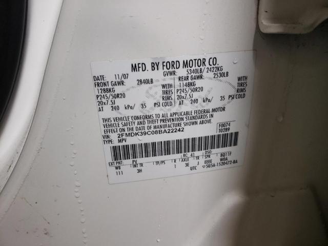 2008 Ford Edge Limited VIN: 2FMDK39C08BA22242 Lot: 46311524