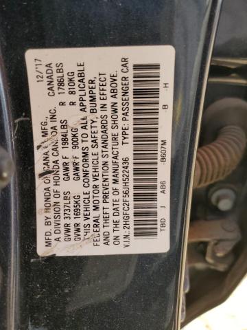 2018 Honda Civic Lx VIN: 2HGFC2F56JH522436 Lot: 48919264