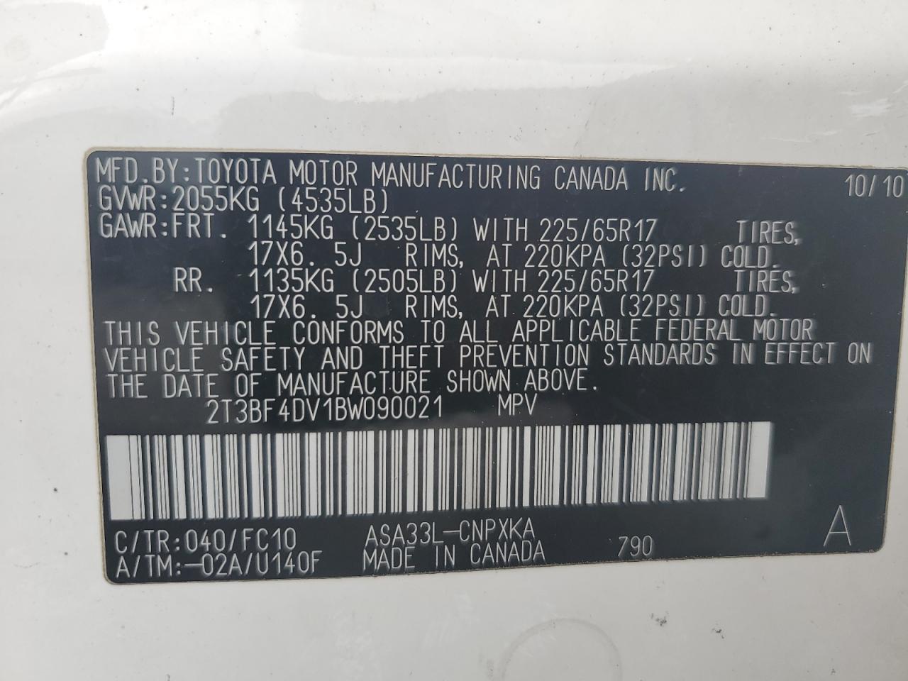 2T3BF4DV1BW090021 2011 Toyota Rav4