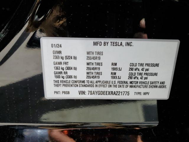 2024 Tesla Model Y VIN: 7SAYGDEEXRA221775 Lot: 47704734