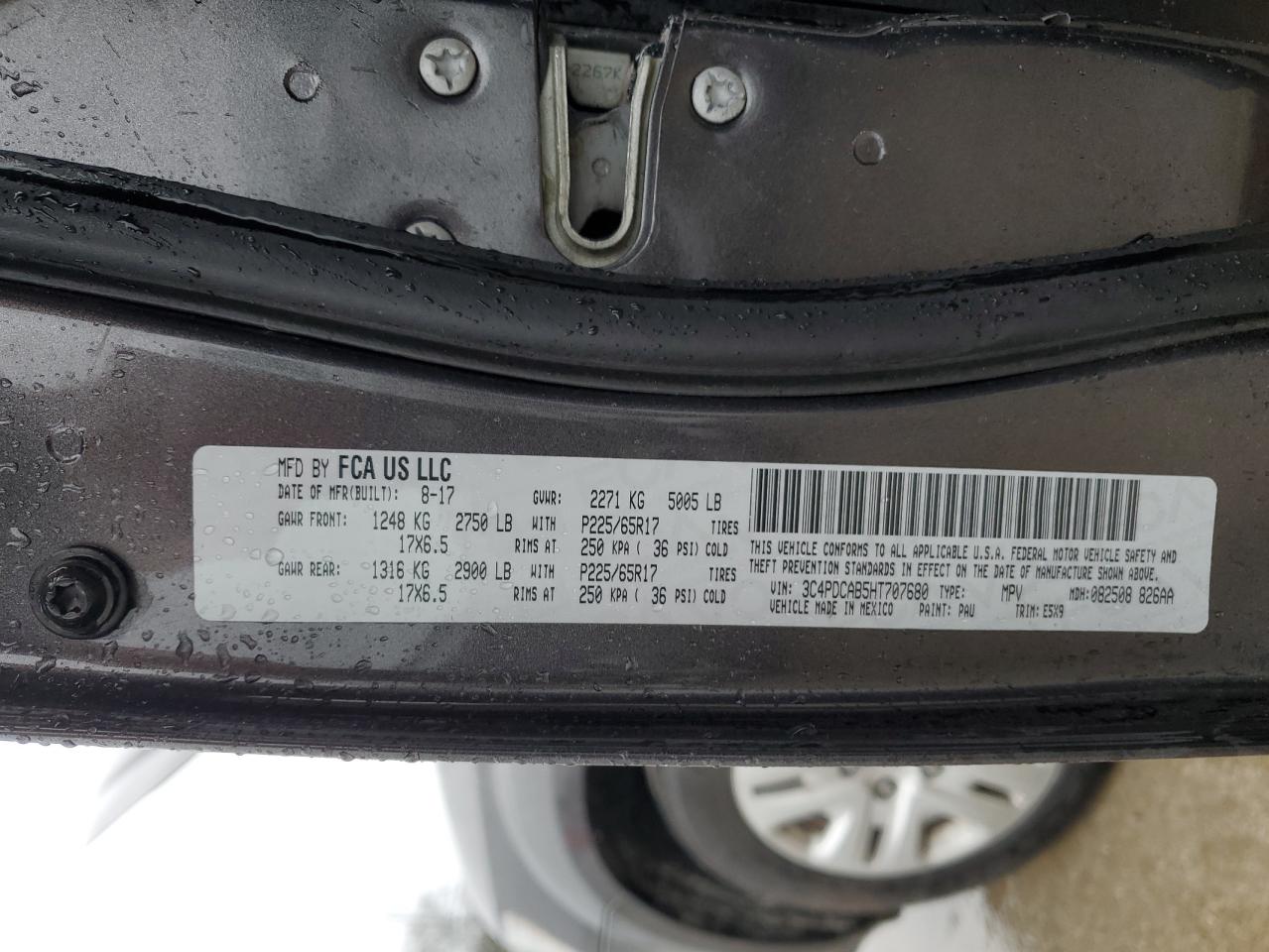 3C4PDCAB5HT707680 2017 Dodge Journey Se