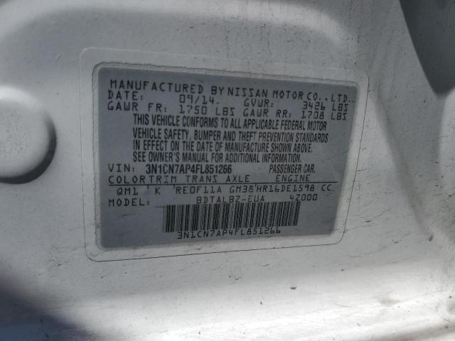 2015 NISSAN VERSA S S 3N1CN7AP4FL851266