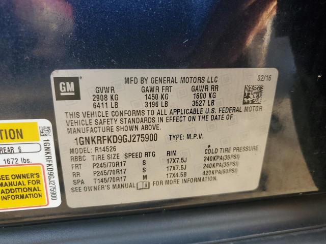 2016 CHEVROLET TRAVERSE L - 1GNKRFKD9GJ275900