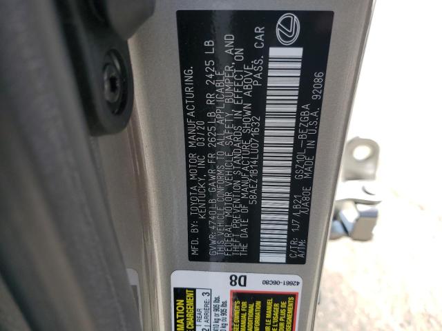 2020 LEXUS ES 350 LUX 58AEZ1B14LU071632