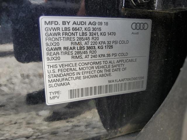 VIN WA1LAAF70KD007296 2019 Audi Q7, Premium Plus no.13