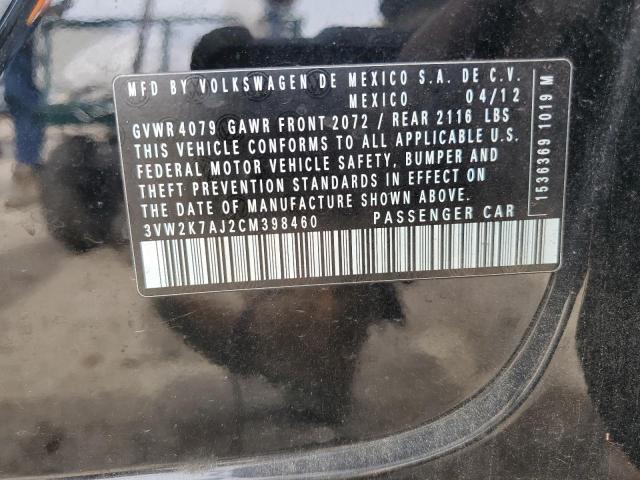 2012 Volkswagen Jetta Base VIN: 3VW2K7AJ2CM398460 Lot: 48111314