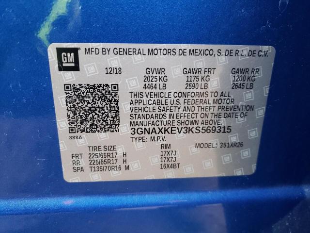 2019 CHEVROLET EQUINOX LT - 3GNAXKEV3KS569315
