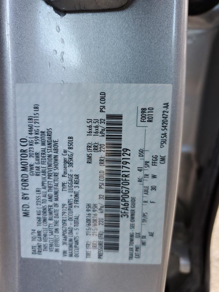 3FA6P0G70FR179129 2015 Ford Fusion S