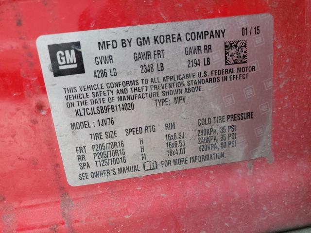 2015 CHEVROLET TRAX 1LT - KL7CJLSB9FB114020