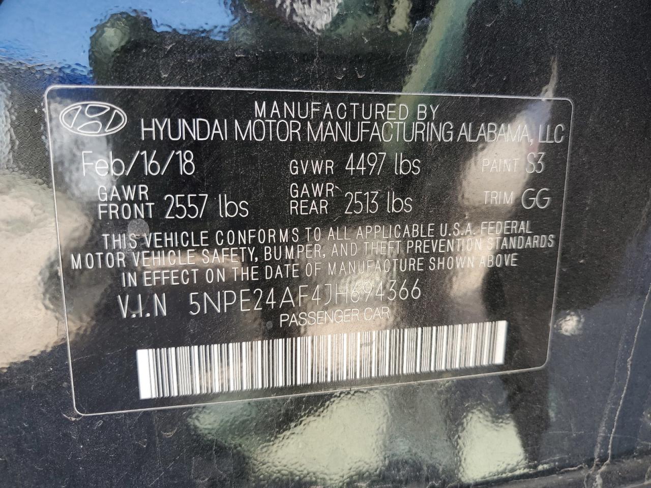 5NPE24AF4JH694366 2018 Hyundai Sonata Se