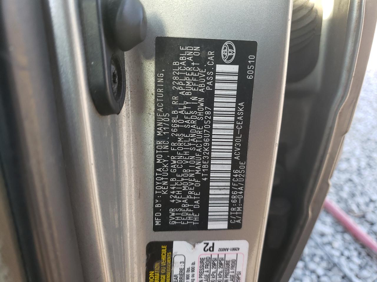 4T1BE32K96U705287 2006 Toyota Camry Le